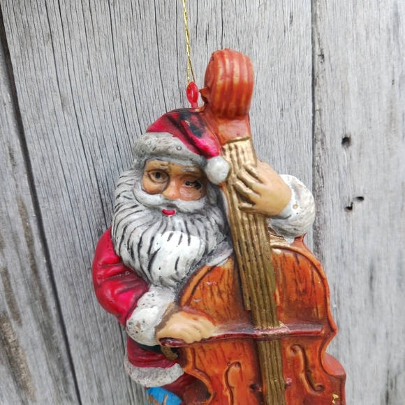 Vintage Santa Claus Playing Cello Mini Blow Mold Christmas Hanging Ornament - Picture 2 of 5